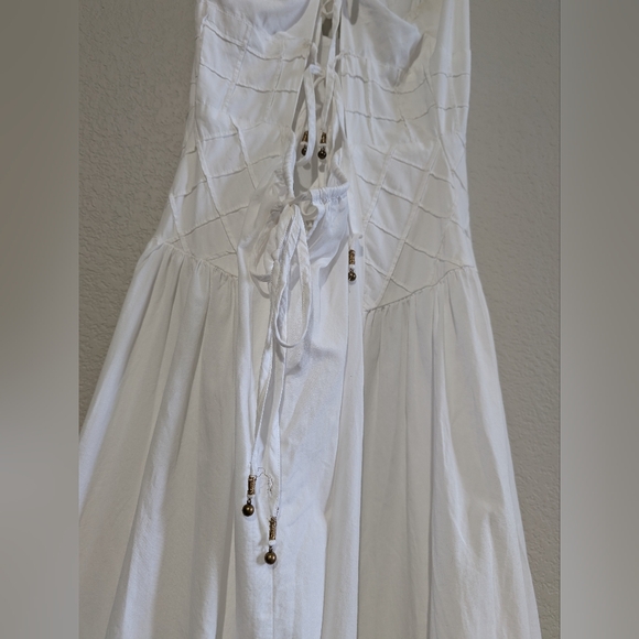 Free People Summer Queen Midi Lace Up Back Midi Dress White S - Picture 10 of 14